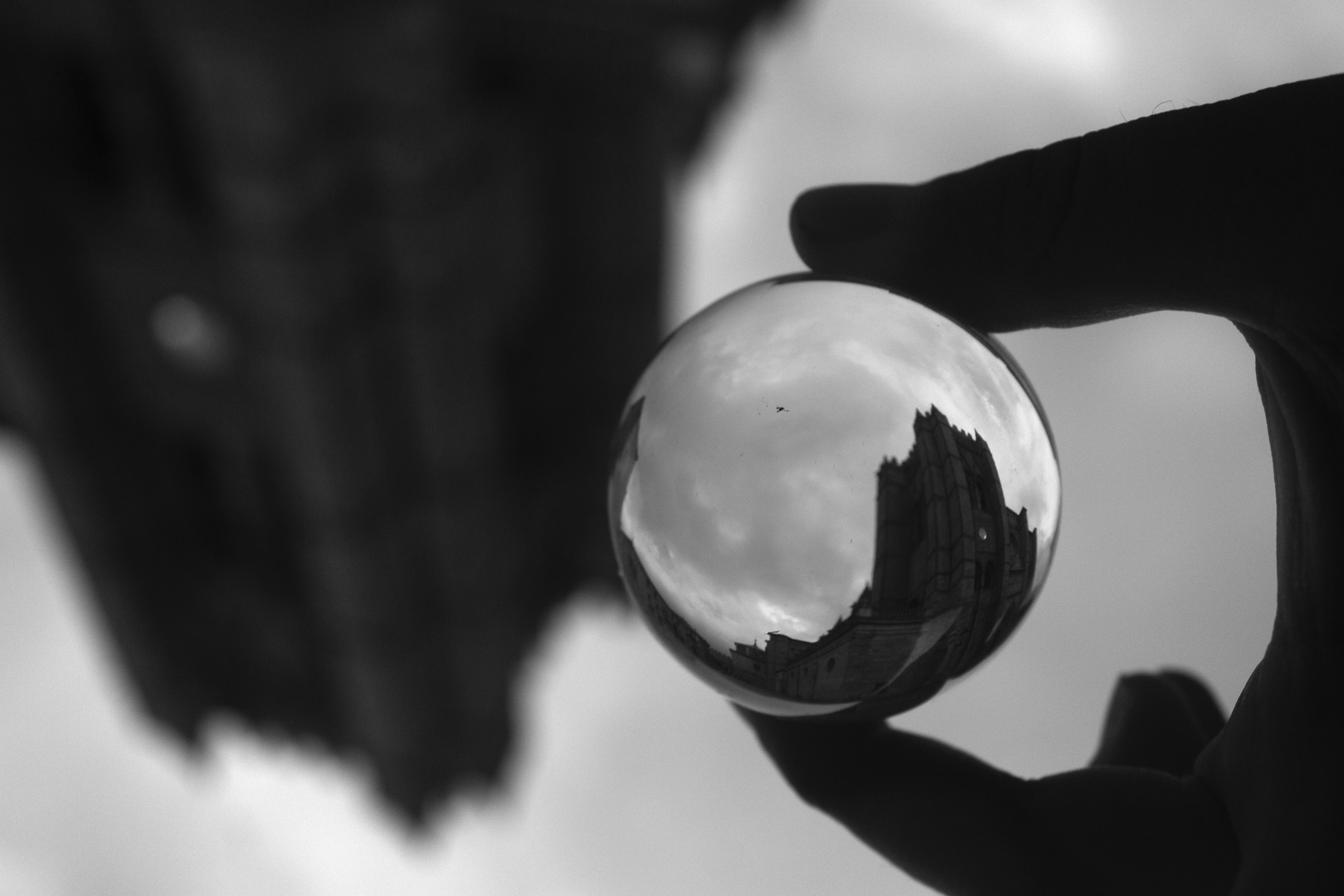 Tower of the Cathedral of Avila through a glass ball (c) pmartinasi