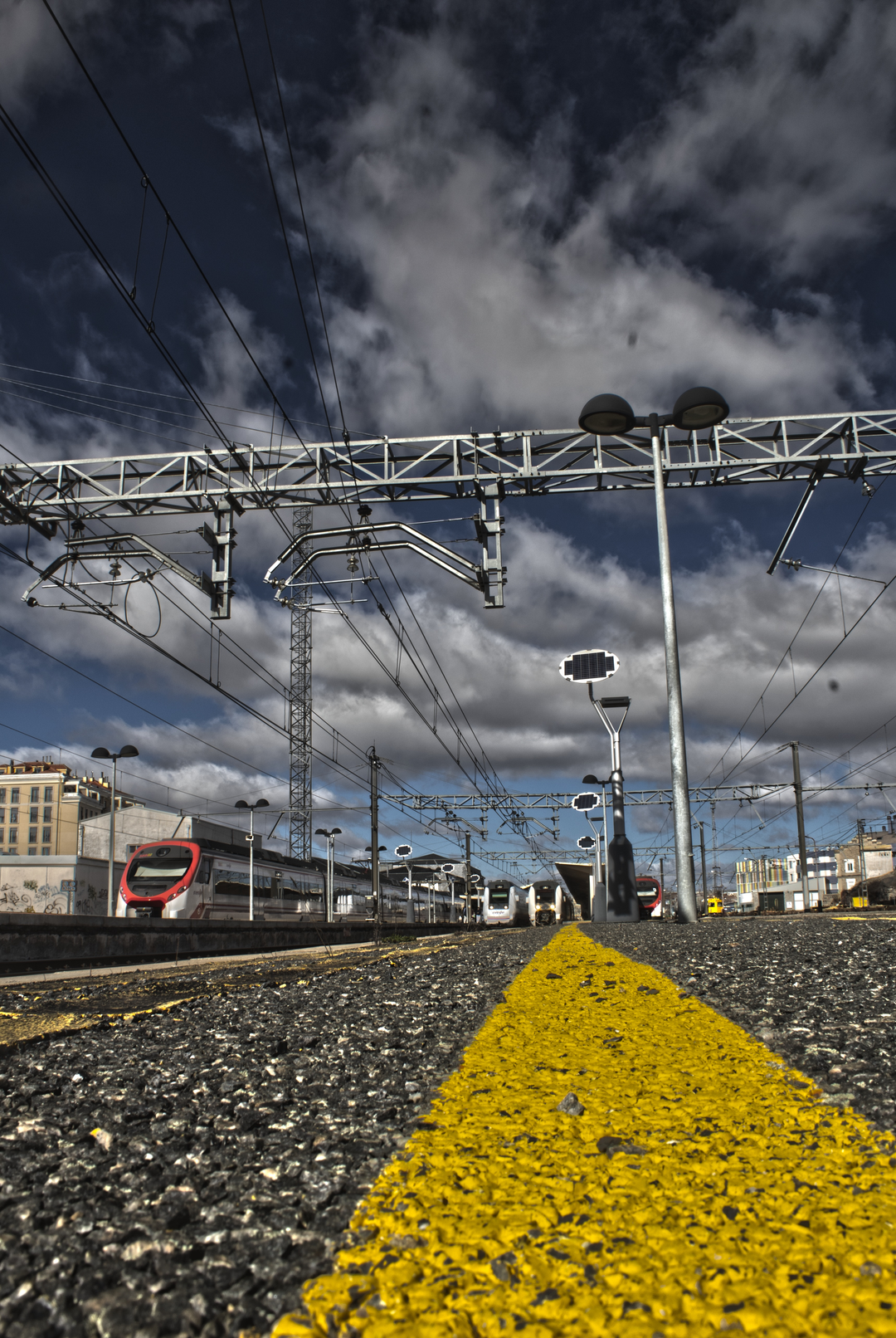 Passenger Trains Waiting at Ávila Station Bound for Madrid Príncipe Pío During Wind Disruption. (c) pmartinasi