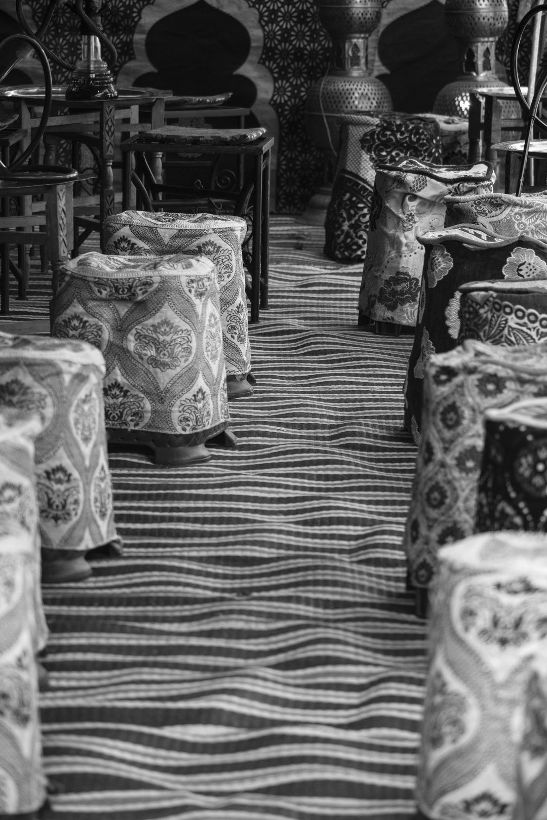 Tables at the teashop Medieval Market at Avila, Spain (c) pmartinasi