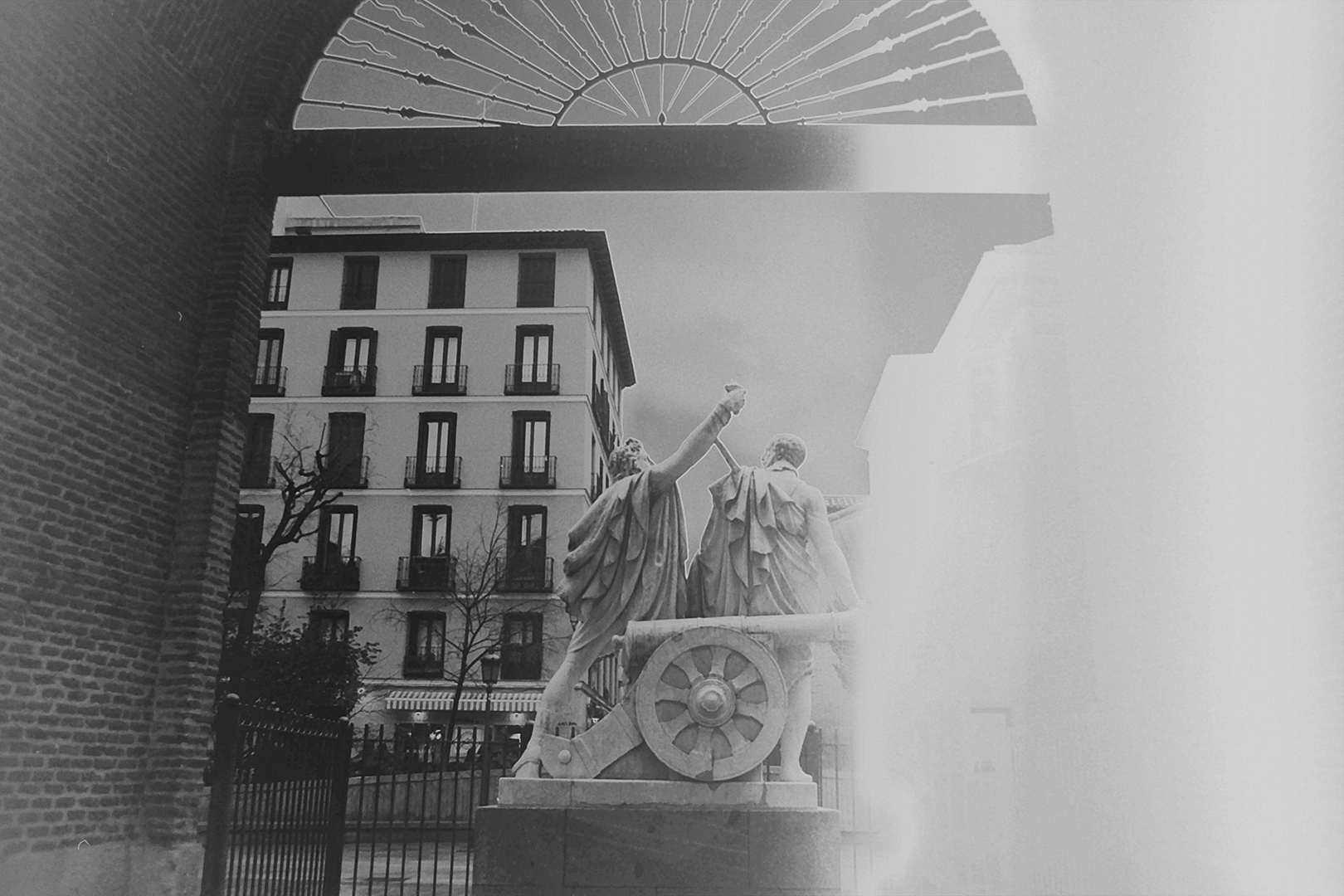  Monument to Daoíz and Velarde at Dos de Mayo Square, Madrid. The neoclassical sculpture commemorates Spanish heroes of the 1808 uprising against Napoleon's forces. (c) pmartinasi