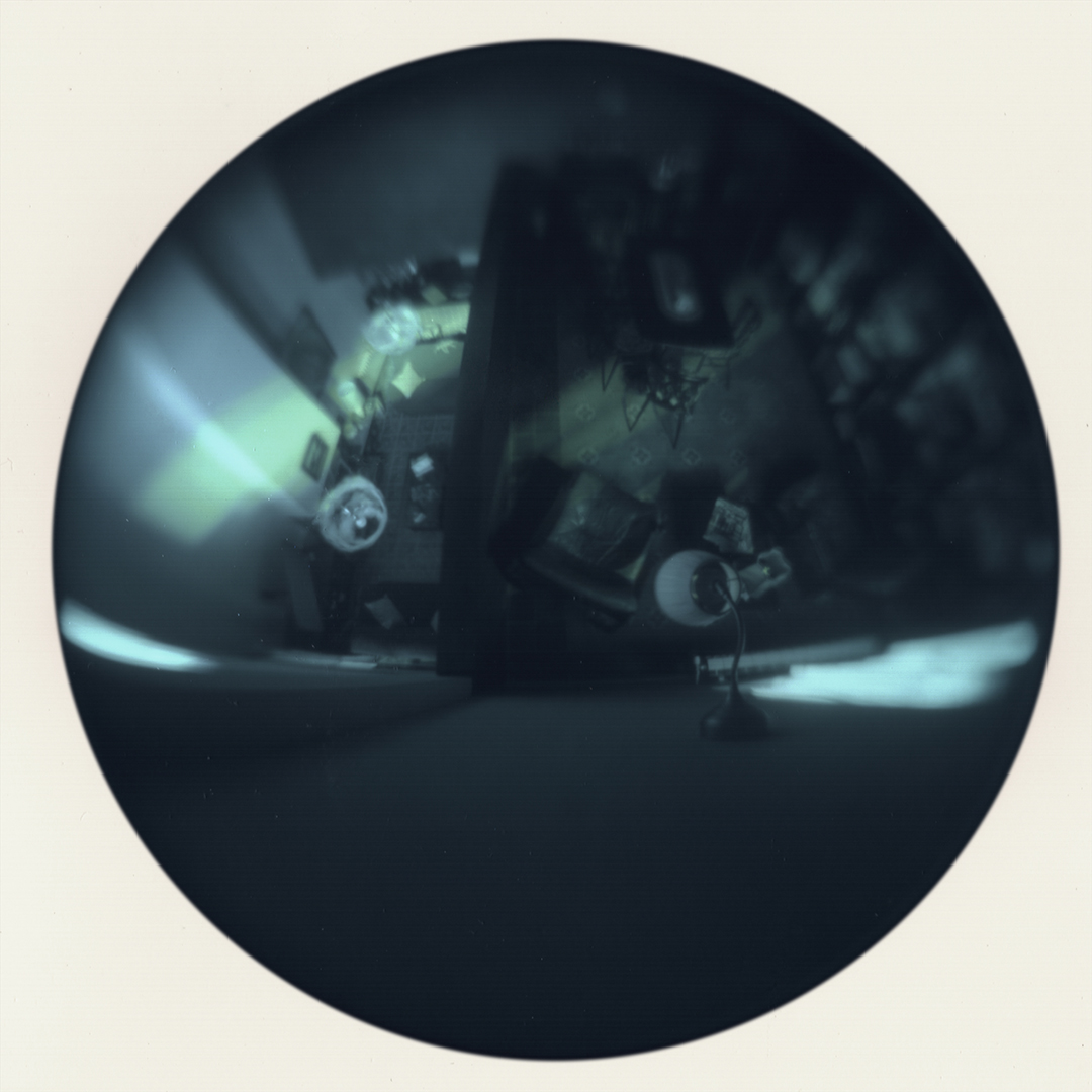 Surreal Fisheye View of a Dimly Lit Interior with Vintage Aesthetic (c) pmartinasi