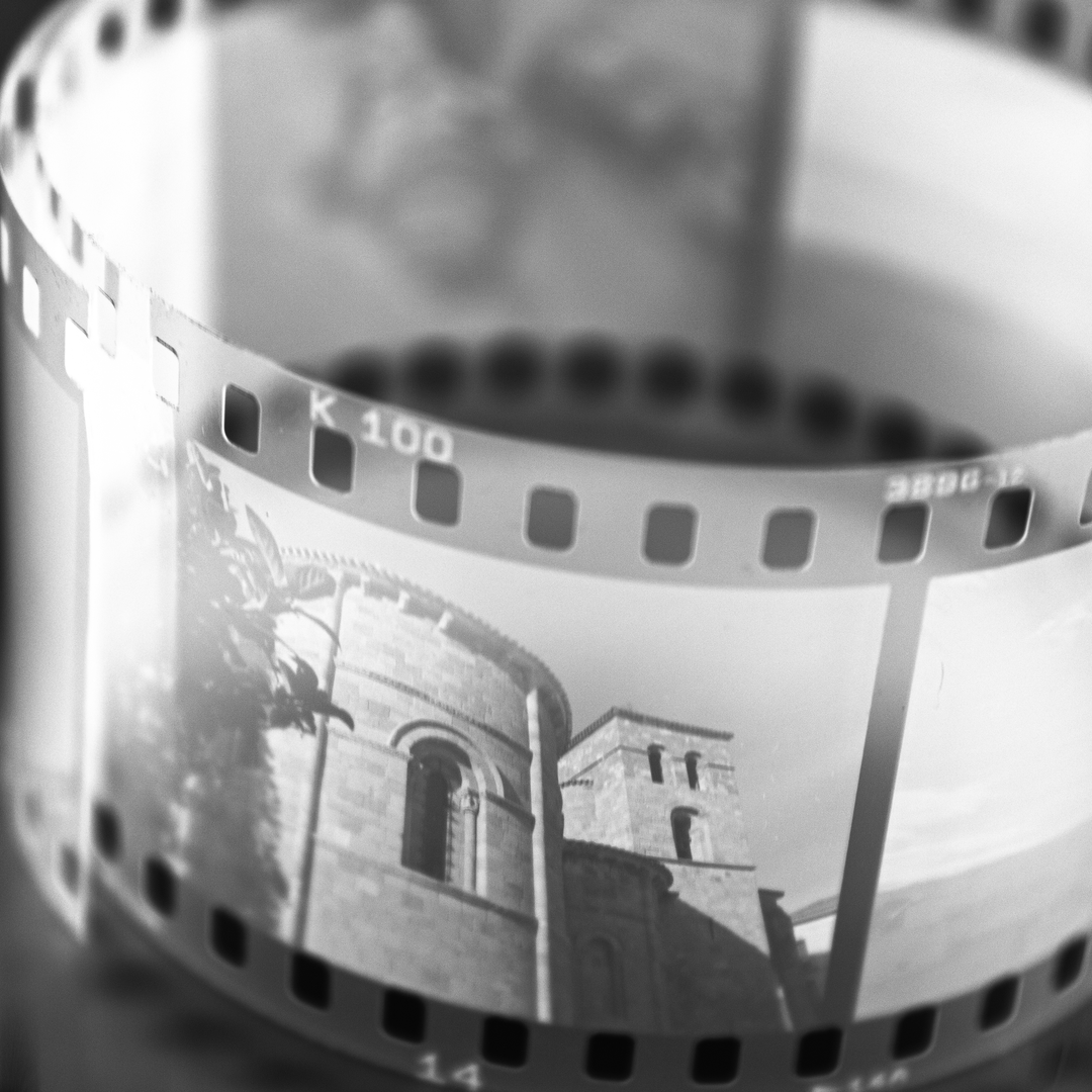  Vintage Film Strip Featuring Historic Architecture on Photographic Frame. (c) pmartinasi