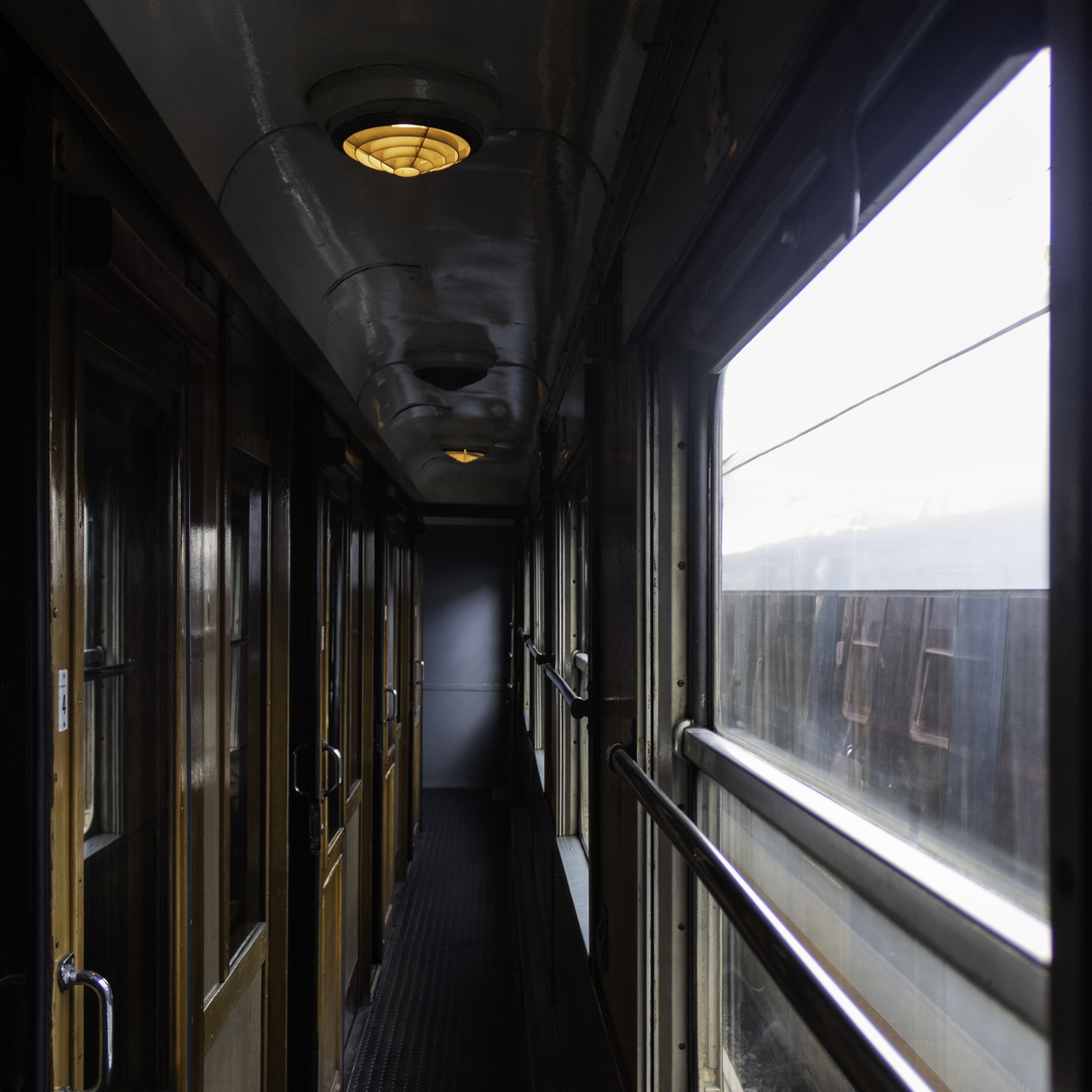  Narrow Corridor of King Felipe II's Historic Train From Madrid Príncipe Pío to El Escorial. (c) pmartinasi
