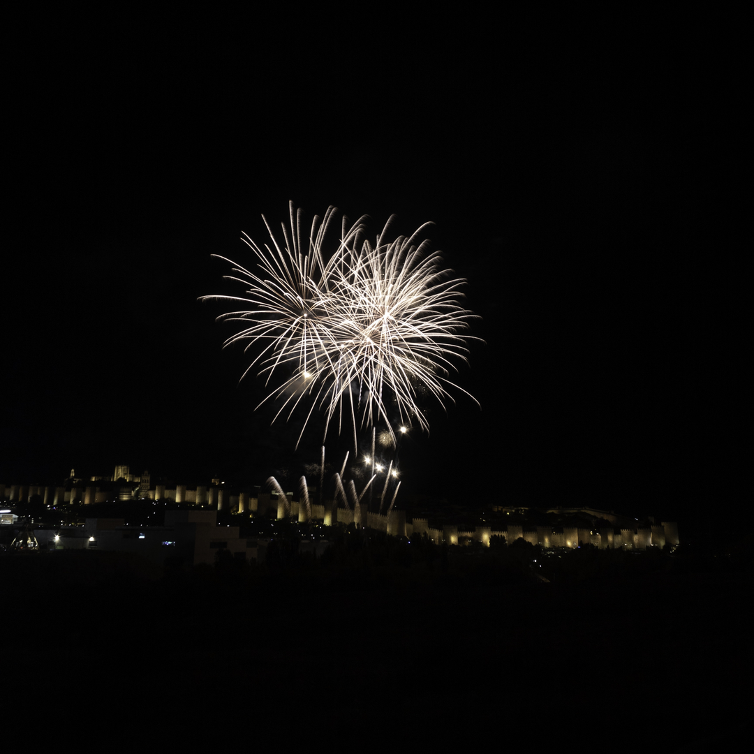  Fireworks in honour to Saint Theresa in front of the northen wall of the rampart at Avila, Spain (october 2025) (c) pmartinasi