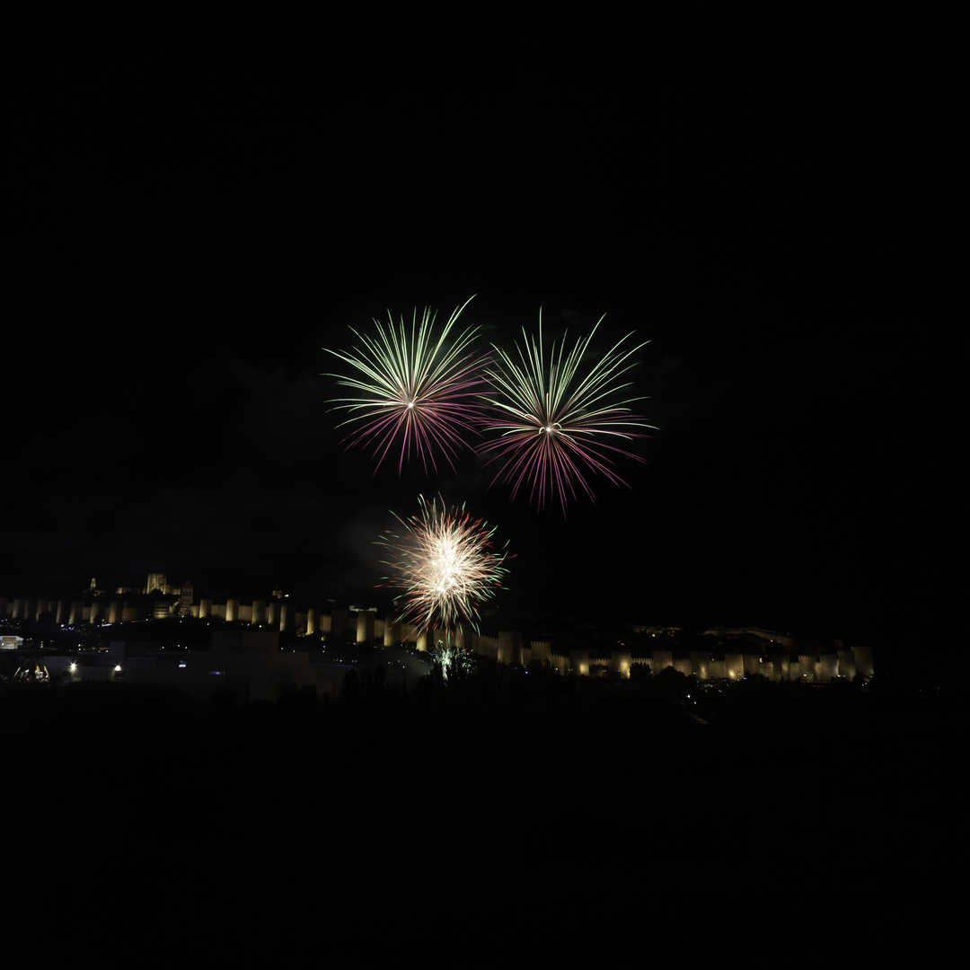  Fireworks in honour to Saint Theresa in front of the northen wall of the rampart at Avila, Spain (october 2025) (c) pmartinasi