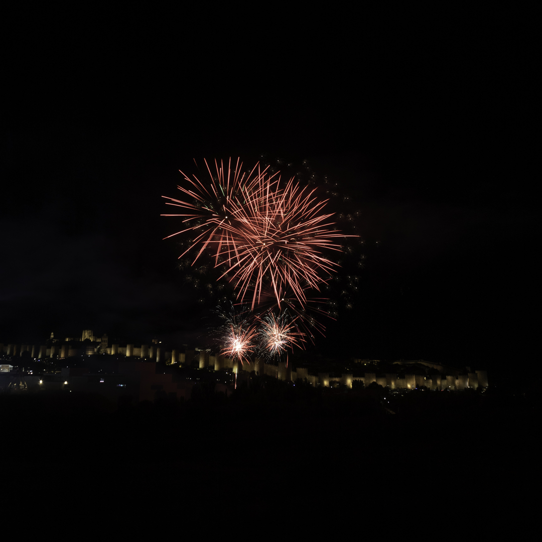  Fireworks in honour to Saint Theresa in front of the northen wall of the rampart at Avila, Spain (october 2025) (c) pmartinasi