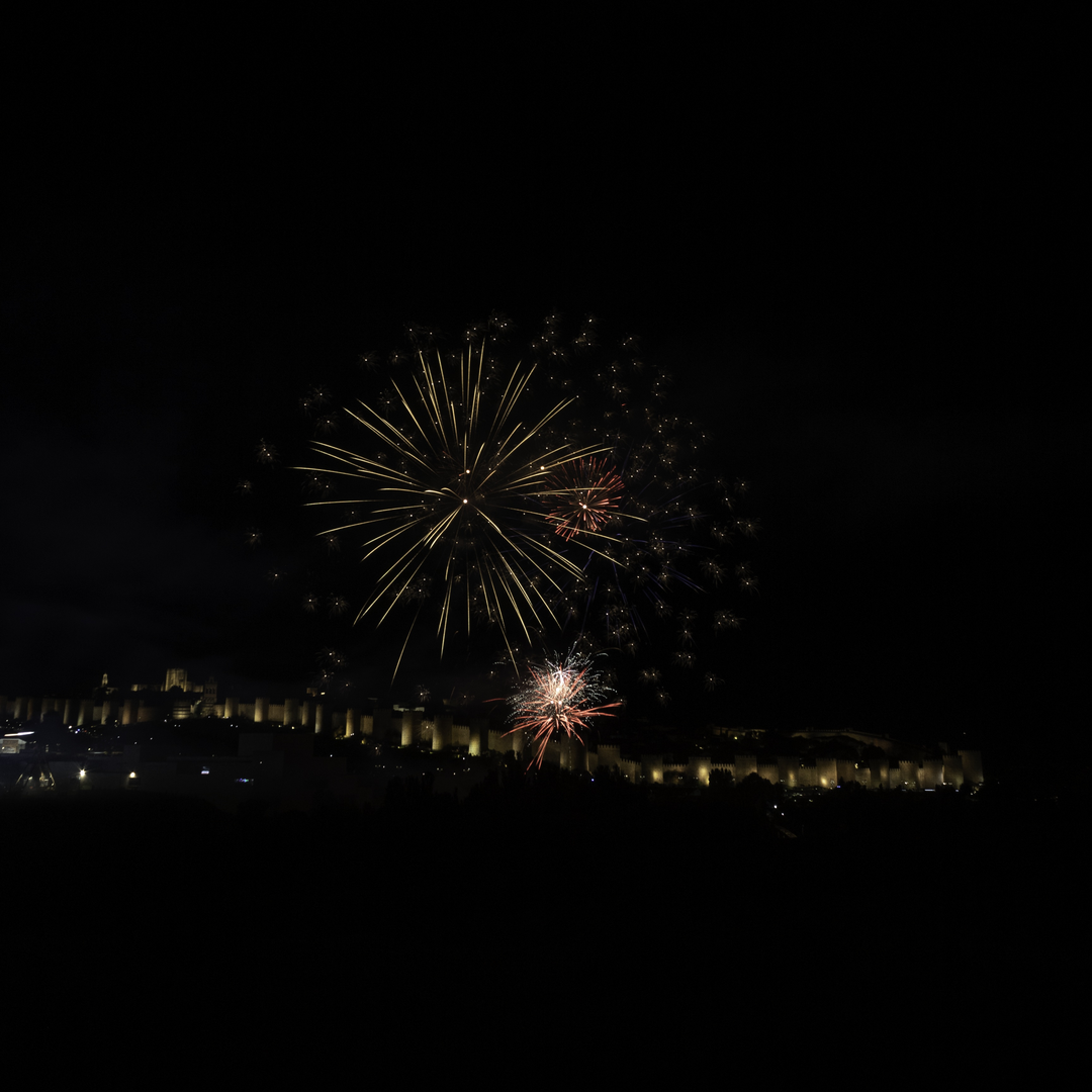  Fireworks in honour to Saint Theresa in front of the northen wall of the rampart at Avila, Spain (october 2025) (c) pmartinasi