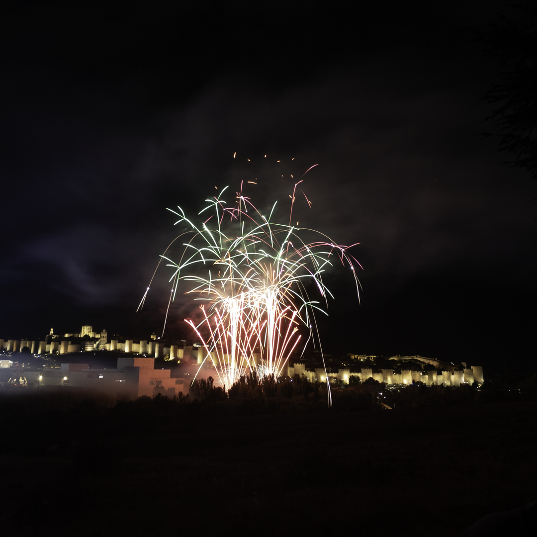  Fireworks in honour to Saint Theresa in front of the northen wall of the rampart at Avila, Spain (october 2025) (c) pmartinasi