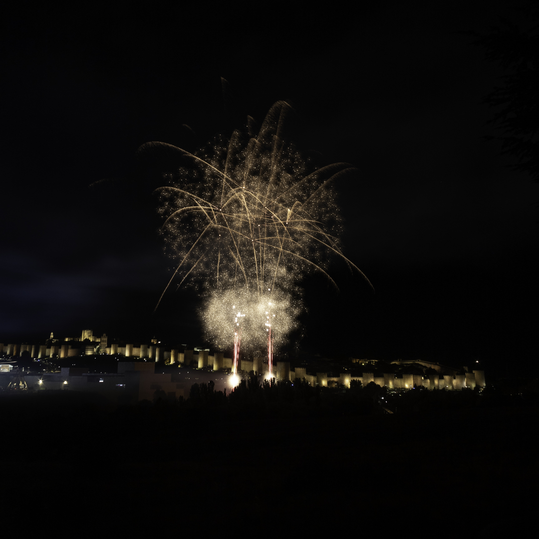  Fireworks in honour to Saint Theresa in front of the northen wall of the rampart at Avila, Spain (october 2025) (c) pmartinasi