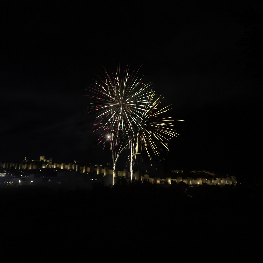 Fireworks in honour to Saint Theresa in front of the northen wall of the rampart at Avila, Spain (october 2025) (c) pmartinasi