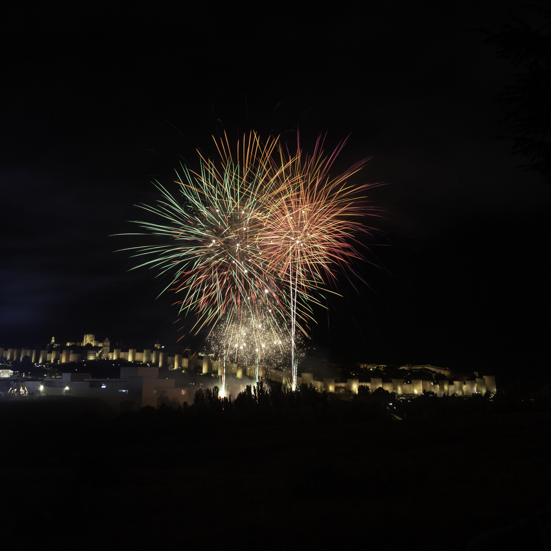  Fireworks in honour to Saint Theresa in front of the northen wall of the rampart at Avila, Spain (october 2025) (c) pmartinasi